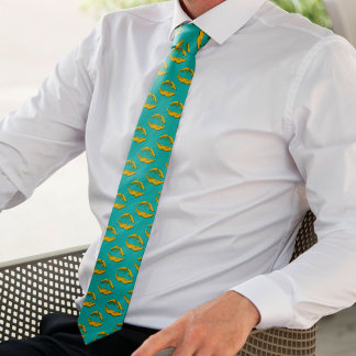 Turquoise and Yellow XOXO Kissing Lips Tie