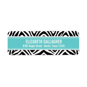 Turquoise and Zebra Print Return Address Label