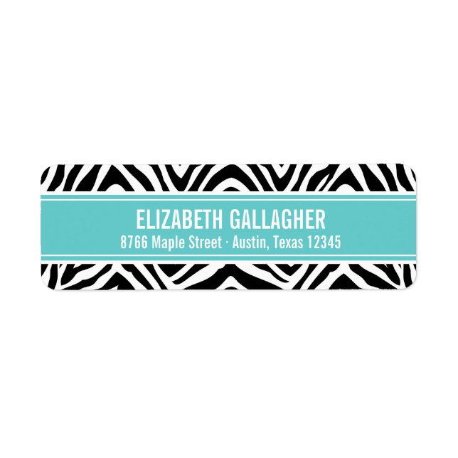 Turquoise and Zebra Print Return Address Label (Front)