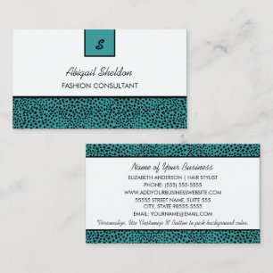 Turquoise Animal Print Fashion Consultant Business Card