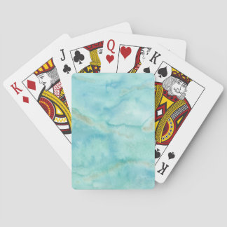 Turquoise Aqua Blue Coastal Abstract Watercolor Playing Cards