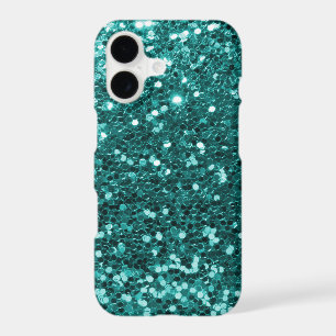 Turquoise Aqua Blue Faux Glitter Sparkle Print