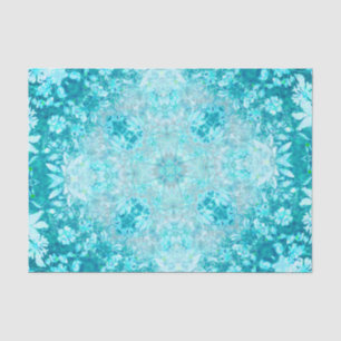 Turquoise Aqua Blue Floral Pattern  Tissue Paper