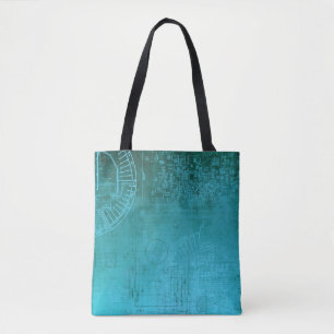 Turquoise Aqua Circuit Board computer geek nerd Tote Bag