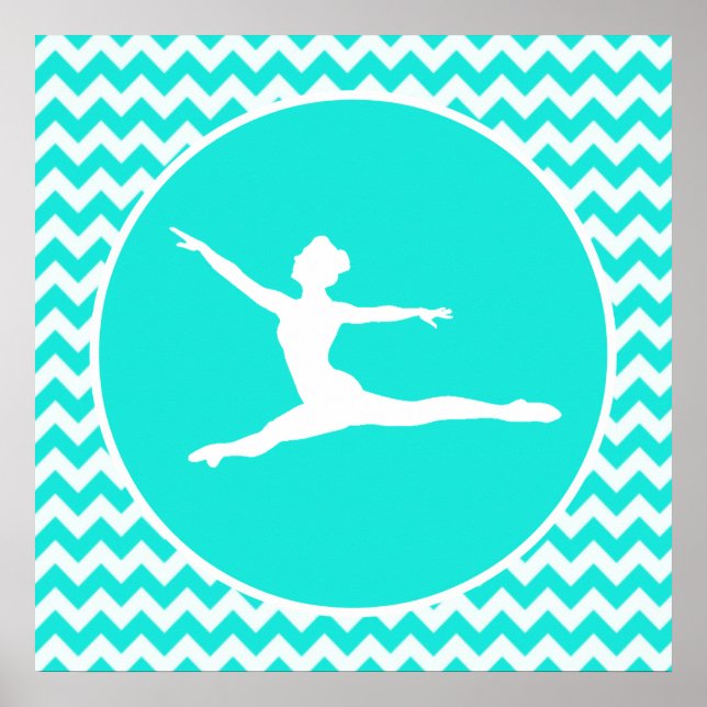 Turquoise, Aqua Colour Chevron; Ballet Poster (Front)