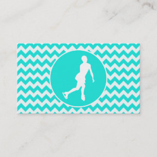 Turquoise, Aqua Colour Chevron; Figure Skating Business Card