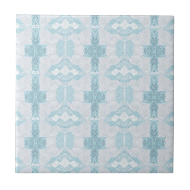 Turquoise aqua diamond geometric design  ceramic t ceramic tile (Front)