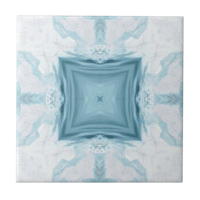Turquoise aqua diamond geometric design ceramic tile (Front)