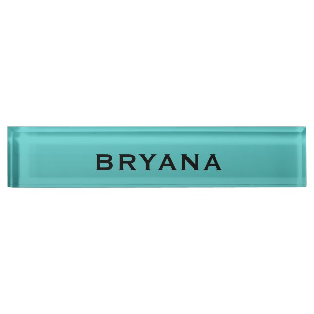 Turquoise Aqua Dipped Modern Personalised Desk Nameplate (Front)