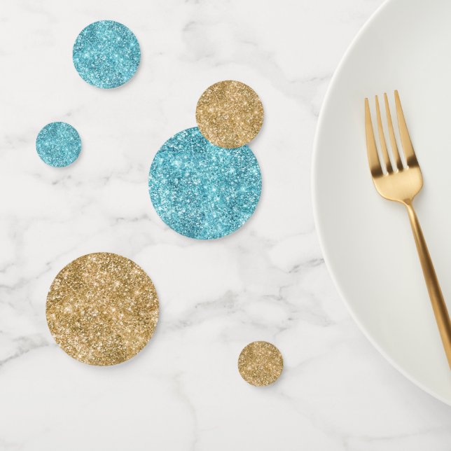 Turquoise Aqua Glitz Glitter Unicorn Confetti (Group)