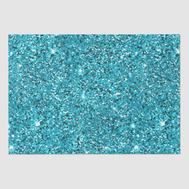 Turquoise Aqua Glitzy Sparkle Glitter Tissue Paper (Front)