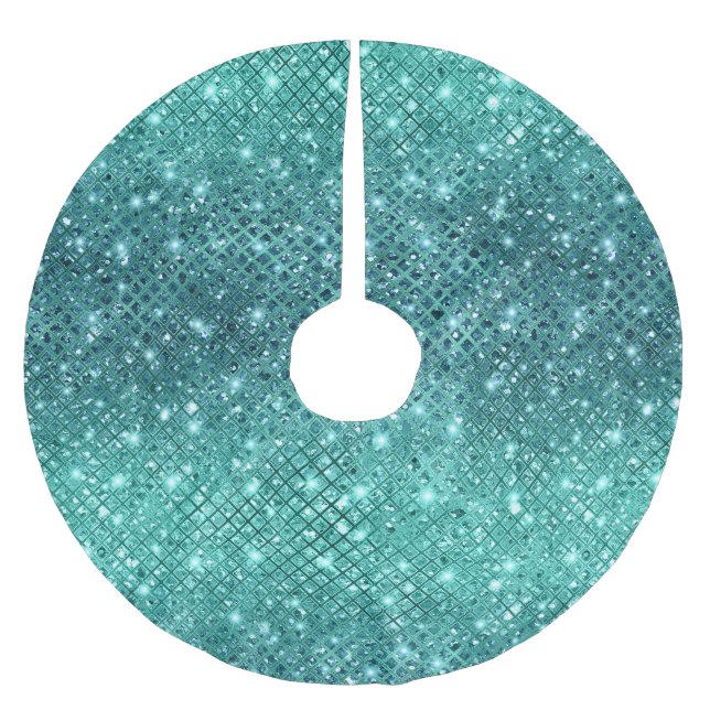 Turquoise Aqua Green Sparkle Brushed Polyester Tree Skirt (Front)