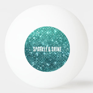 Turquoise Aqua Green Sparkle Ping Pong Ball