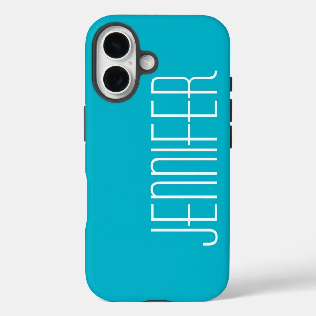 Turquoise Aqua Jumbo Name Personalised Tough Case-Mate iPhone Case (Back)