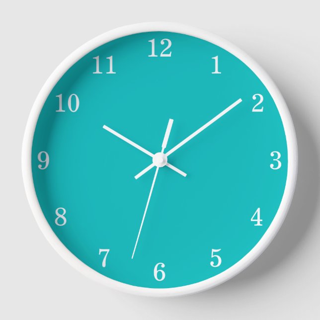 Turquoise Aqua Minimalist Wall Clock (Front)