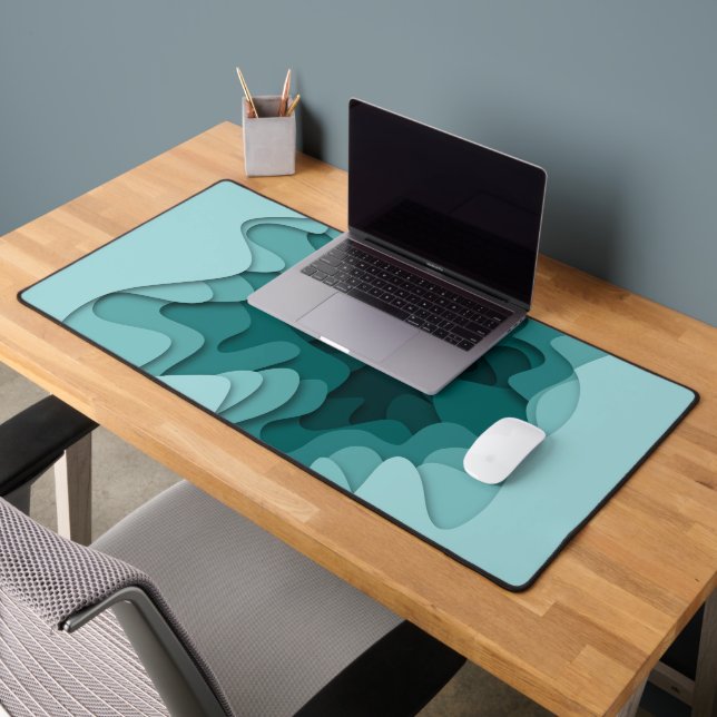Turquoise Aqua Modern Abstract Office Decor Desk Mat (Office 2)