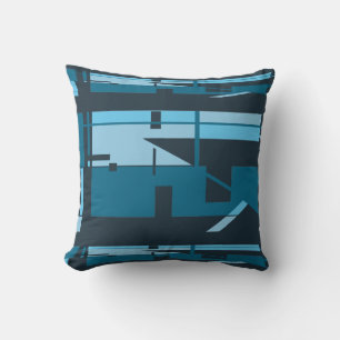 Turquoise Aqua Navy Southwest Art-inspired Mosaic Cushion