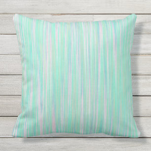 Turquoise Aqua Paint Stripes Outdoor Pillow 20x20