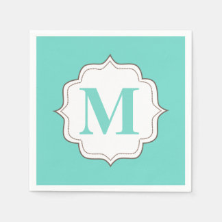 Turquoise Aqua Personalised Monogram Napkins