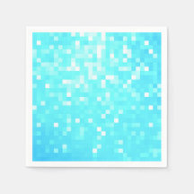 Turquoise Aqua Pixels Paper Napkins