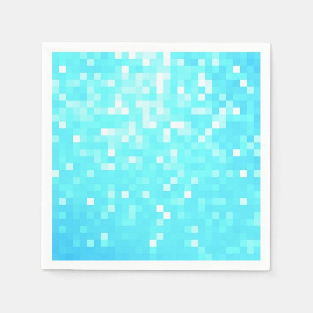 Turquoise Aqua Pixels Paper Napkins (Front)