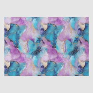 Turquoise Aqua Purple Gold Marble Tissue Paper