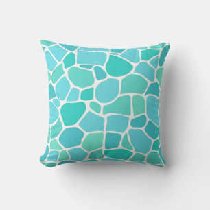 Turquoise Aqua Sea Glass Mosaic Pattern Cushion