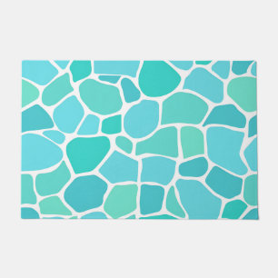 Turquoise Aqua Sea Glass Mosaic Pattern Doormat