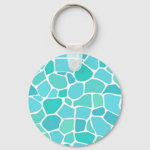 Turquoise Aqua Sea Glass Mosaic Pattern Key Ring