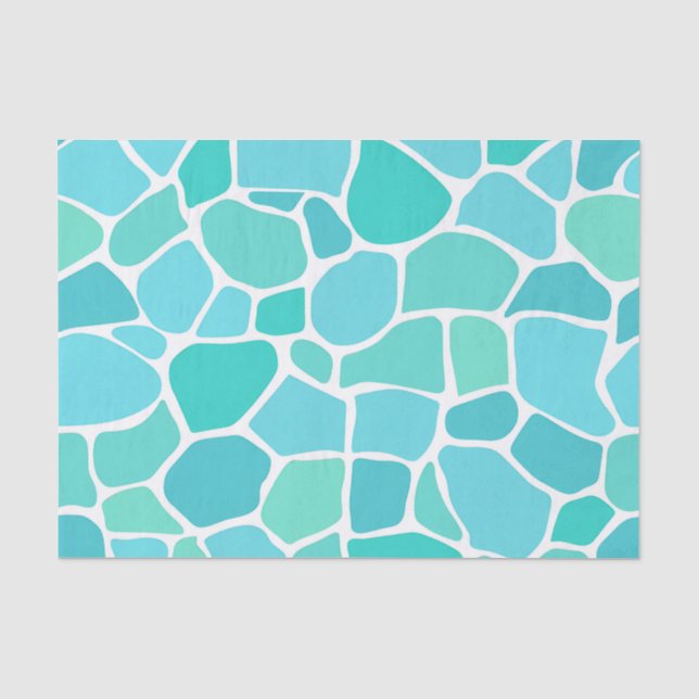 Turquoise Aqua Sea Glass Mosaic Pattern Tissue Paper (Front)