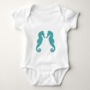 Turquoise aqua seahorses aquatic love Baby clothes Bodysuit