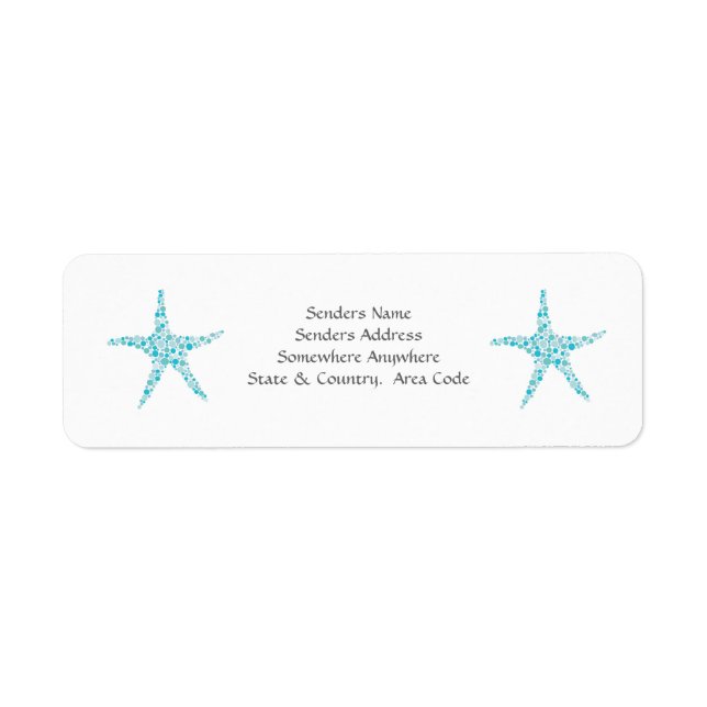 Turquoise Aqua Starfish Small Address Labels (Front)