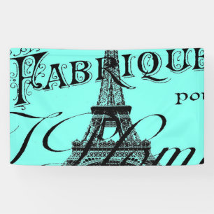 turquoise aqua teal scripts Paris Eiffel Tower Banner