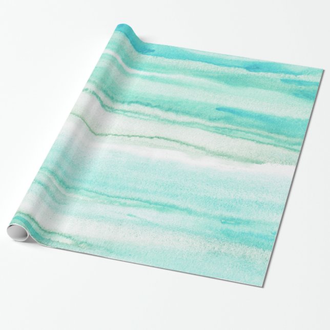 Turquoise Aqua Waves Wrapping Paper (Unrolled)