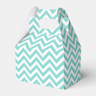 Turquoise Aqua White Large Chevron ZigZag Pattern Favour Box