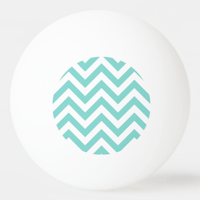 Turquoise Aqua White Large Chevron ZigZag Pattern Ping Pong Ball (Front)