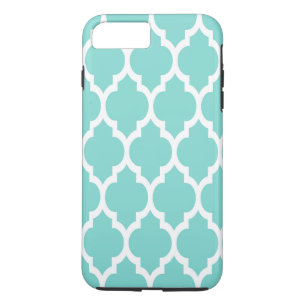 Turquoise Aqua Wht Moroccan Quatrefoil Pattern #4 iPhone 8 Plus/7 Plus Case