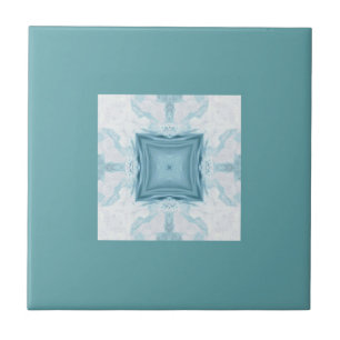 Turquoise aquamarine geometric art ceramic tile