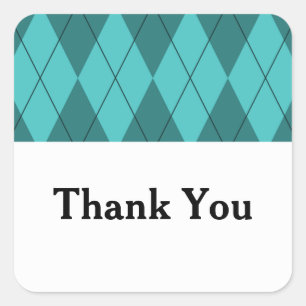 Turquoise Argyle Wedding Thank You Stickers