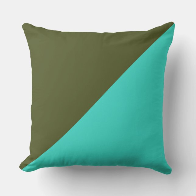 Turquoise & Army green Solid Colour Background Cushion (Front)