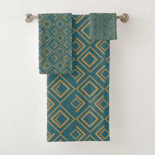 Turquoise Art Deco Bath Towel Set