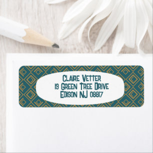 Turquoise Art Deco  Return Address Label
