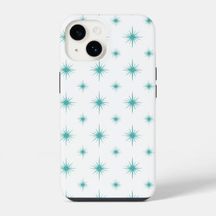 Turquoise Atomic Starburst Mid Century Pattern iPhone 14 Case