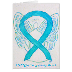 Turquoise Awareness Ribbon Angel Greeting Card