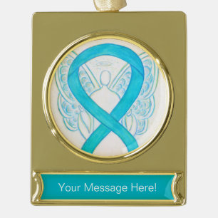 Turquoise Awareness Ribbon Angel Ornament