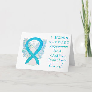 Turquoise Awareness Ribbon Custom Angel Cards