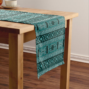 Turquoise Aztec  Southwest Design Short Table Runner