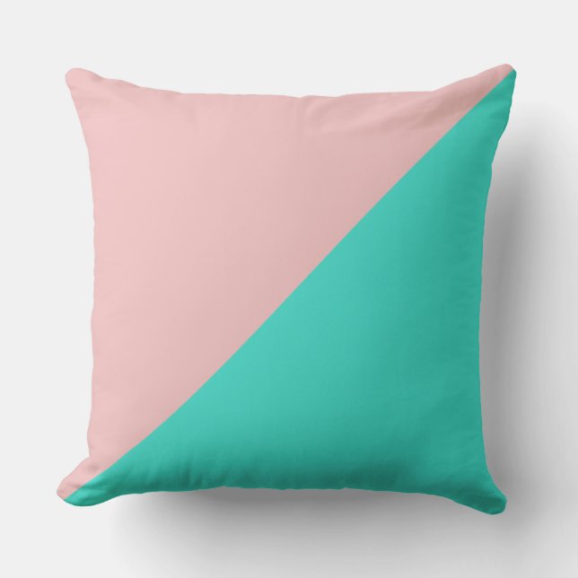 Turquoise & Baby pink Solid Colour Cushion (Front)