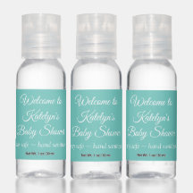 Turquoise Baby Shower Hand Sanitizer