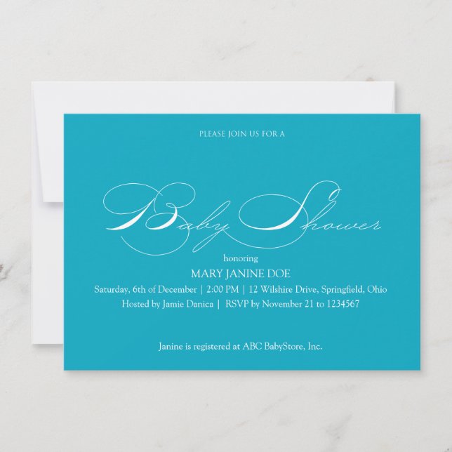 Turquoise Baby Shower Invitation (Front)